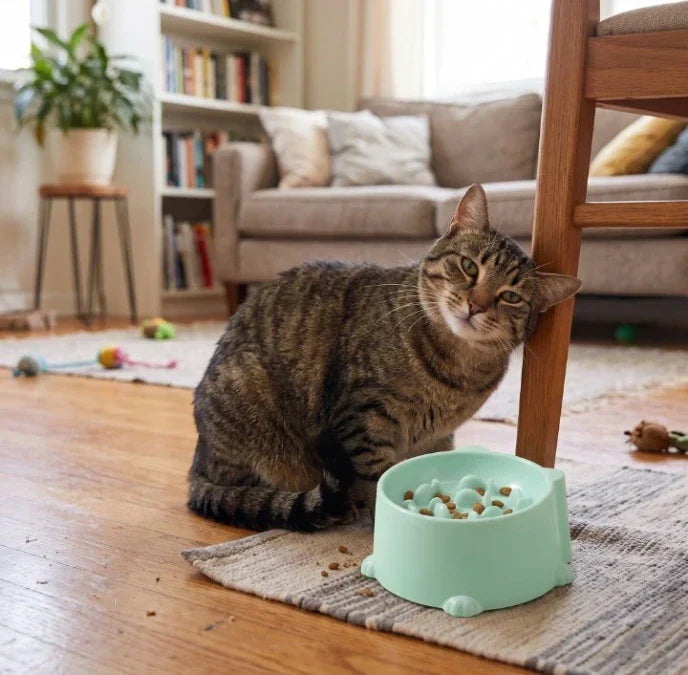 Mon chat mange trop vite et vomit de la mousse blanche Image