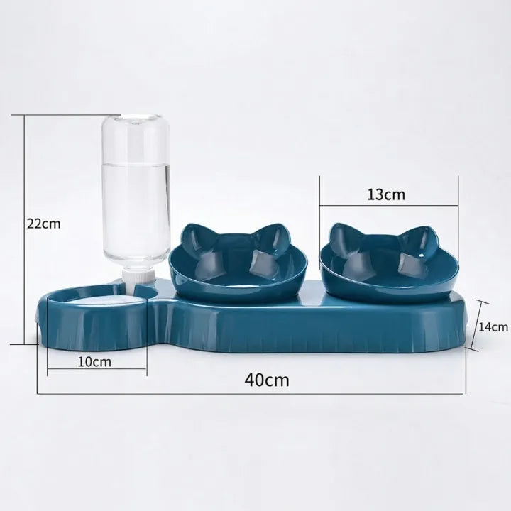 gamelle bleu 3 en 1 chat mesure  
