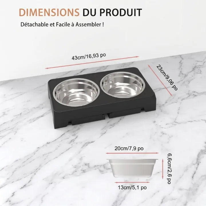 gamelle anti glouton 3 en 1 dimensions