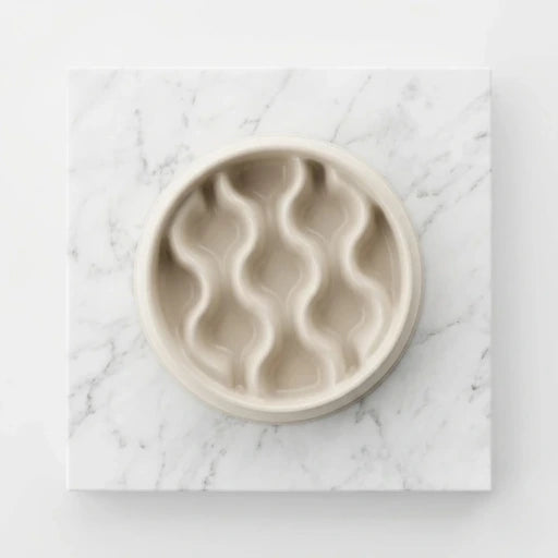 gamelle anti glouton beige vue du dessus