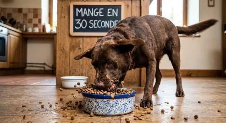 gamelle classique bleu mange en 30 secondes
