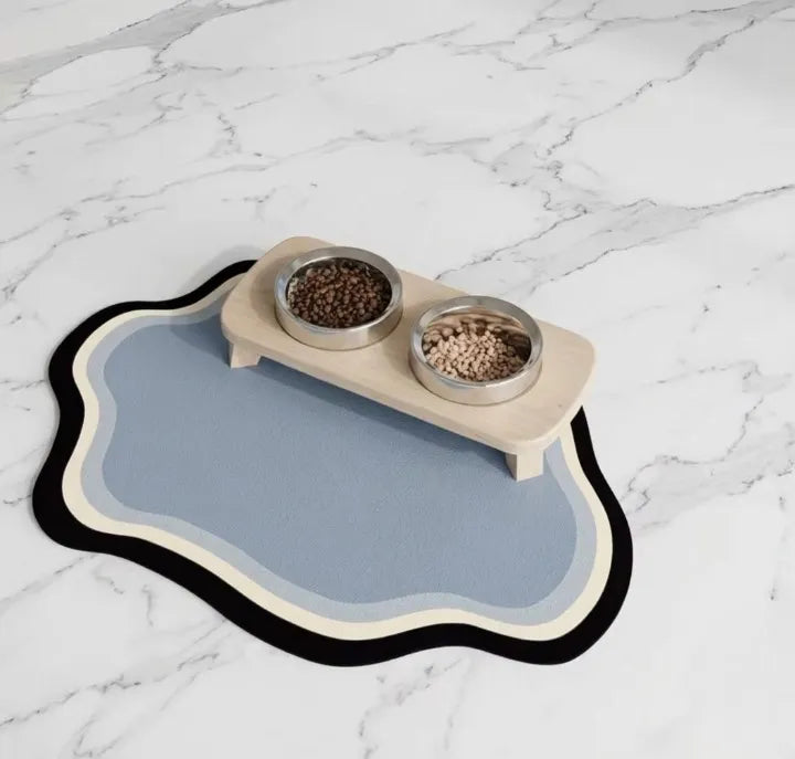tapis de gamelle bleu avec 2 gamelle