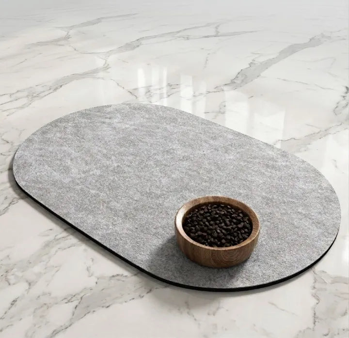 tapis de gamelle gris avec une gamelle