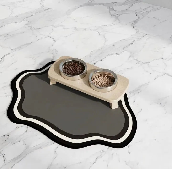 tapis de gamelle gris avec 2 gamelle