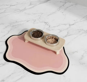 tapis de gamelle rose avec 2 gamelle